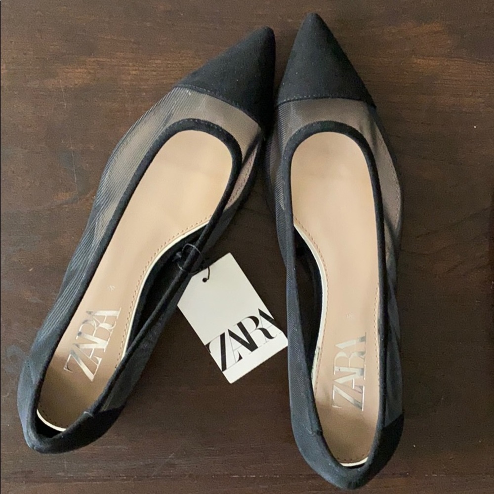 Black Mesh Zara Flats Size 7 1/2